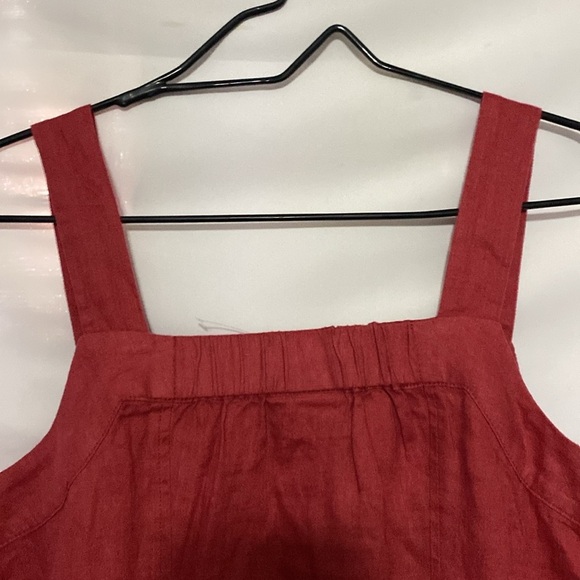 NWT J JILL 100% Linen SIZE Small Petite cape cod red Jumper Dress BUTTON FRONT - Picture 10 of 12